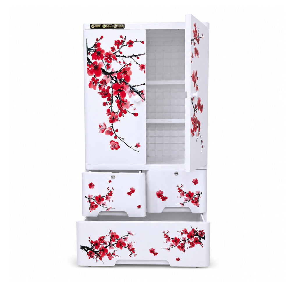 Cabinet with 2-Layer Drawers - Floral