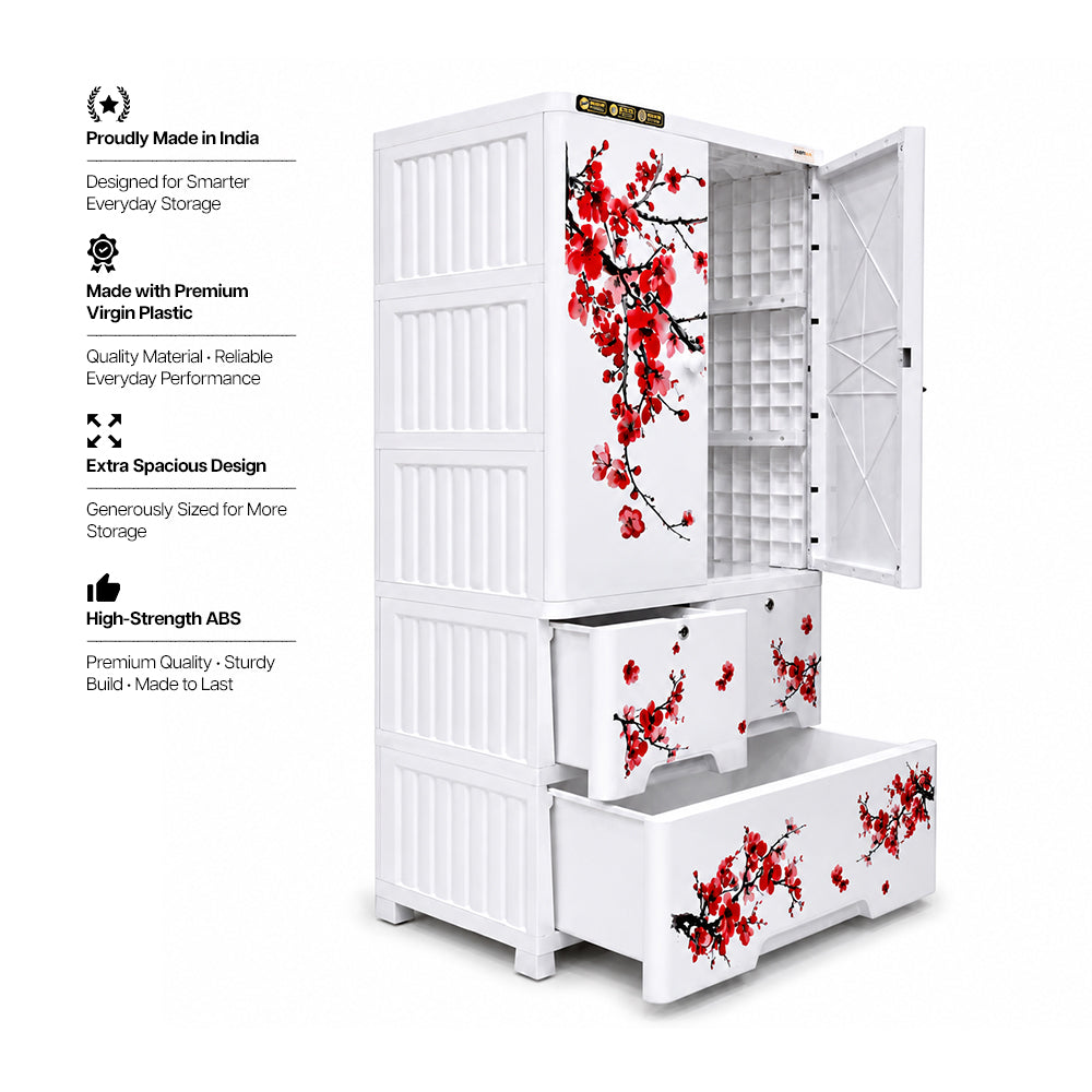 Cabinet with 2-Layer Drawers - Floral