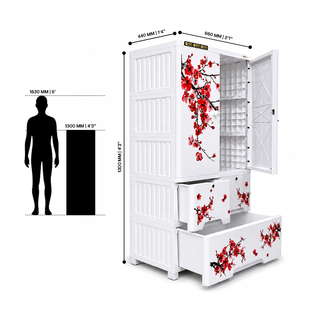 Cabinet with 2-Layer Drawers - Floral