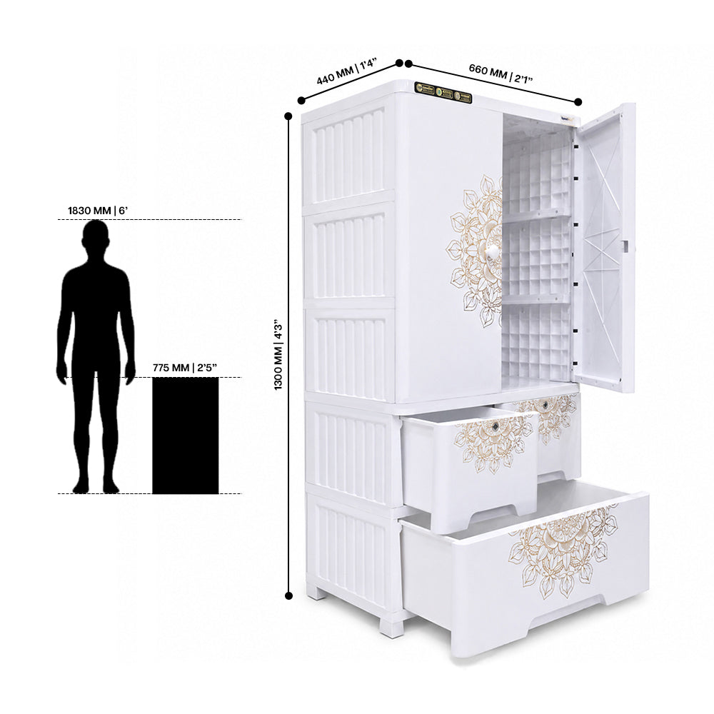 Cabinet with 2-Layer Drawers - Mandala