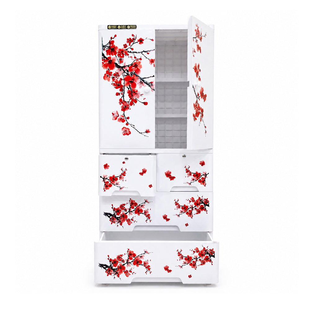 Cabinet with 3-Layer Drawers - Floral