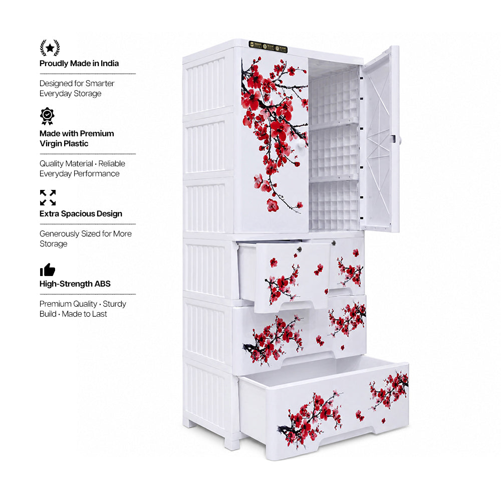 Cabinet with 3-Layer Drawers - Floral
