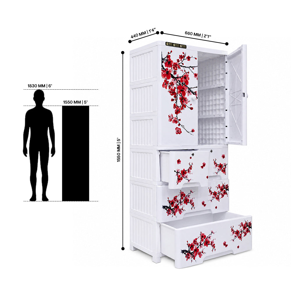 Cabinet with 3-Layer Drawers - Floral